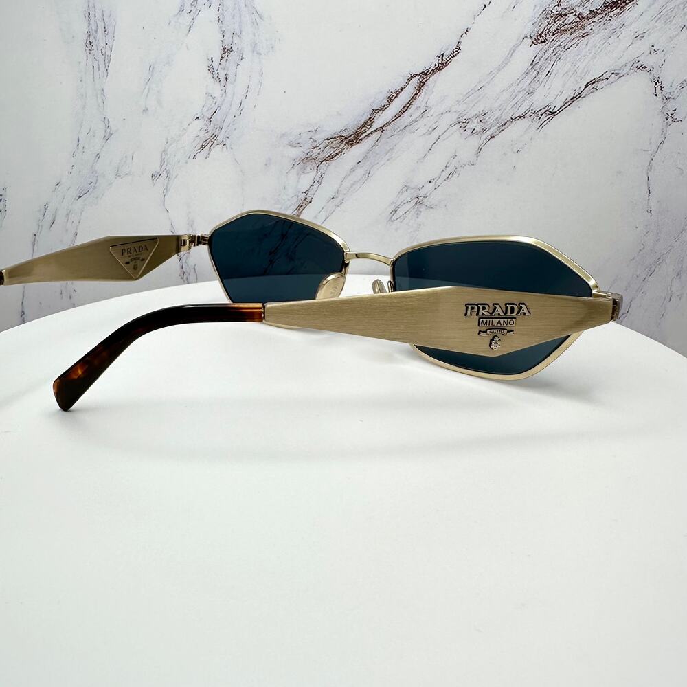 New PRADA Sunglasses Gold Metal 3D Logo Aviator Cat Eye Womens PRD50S ZVN70B - Picture 9 of 16